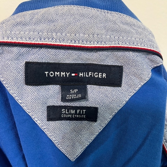 Tommy Hilfiger Slim Fit Blue Polo Shirt with Patch Logo - Size Small - Picture 4 of 13